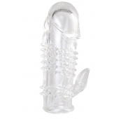 Прозрачная гелевая насадка с шипами и клиторальным отростком - 13 см. - Toyfa Basic - в Волгодонске купить с доставкой