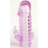 Закрытая фиолетовая насадка с 2 отростками - 13 см. - Toyfa Basic - в Волгодонске купить с доставкой