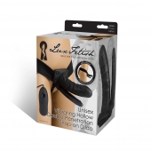 Полый страпон с двумя отростками и вибрацией Unisex Vibrating Hollow Strap-On Double Penetrating Dildo - 17,8 см. - Lux Fetish - купить с доставкой в Волгодонске