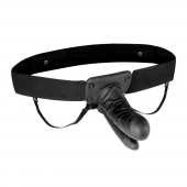 Полый страпон с двумя отростками и вибрацией Unisex Vibrating Hollow Strap-On Double Penetrating Dildo - 17,8 см. - Lux Fetish - купить с доставкой в Волгодонске