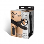 Чёрный полый страпон с вибрацией Unisex Vibrating Hollow Strap-On - 14 см. - Lux Fetish - купить с доставкой в Волгодонске