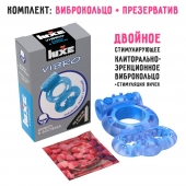 Голубое эрекционное виброкольцо Luxe VIBRO  Дьявол в доспехах  + презерватив - Luxe - в Волгодонске купить с доставкой