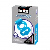 Голубое эрекционное виброкольцо Luxe VIBRO  Дьявол в доспехах  + презерватив - Luxe - в Волгодонске купить с доставкой