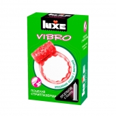 Розовое эрекционное виброкольцо Luxe VIBRO  Поцелуй стриптизёрши  + презерватив - Luxe - в Волгодонске купить с доставкой