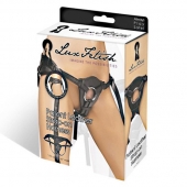 Черные трусики для страпона из патентованной кожи - Lux Fetish - купить с доставкой в Волгодонске