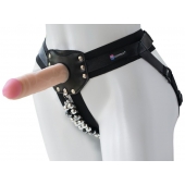 Черный пояс-трусики с насадкой  Гламур Dana  - 15,5 см. - LOVETOY (А-Полимер) - купить с доставкой в Волгодонске