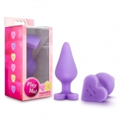Фиолетовая анальная пробка Naughty Candy Heart Do Me Now - 8,9 см. - Blush Novelties - купить с доставкой в Волгодонске