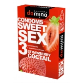 Презервативы для орального секса DOMINO Sweet Sex с ароматом клубничного коктейля  - 3 шт. - Domino - купить с доставкой в Волгодонске