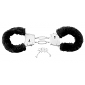 Меховые чёрные наручники Beginner s Furry Cuffs - Pipedream - купить с доставкой в Волгодонске