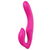 Ярко-розовый безремневой страпон REMOTE DOUBLE DIPPER - 22 см. - Dream Toys - купить с доставкой в Волгодонске