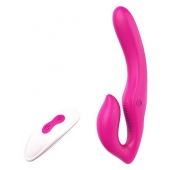Ярко-розовый безремневой страпон REMOTE DOUBLE DIPPER - 22 см. - Dream Toys - купить с доставкой в Волгодонске