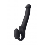Черный безремневой страпон Silicone Bendable Strap-On M - Strap-on-me - купить с доставкой в Волгодонске