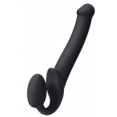 Черный безремневой страпон Silicone Bendable Strap-On M - Strap-on-me - купить с доставкой в Волгодонске