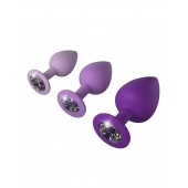 Набор из 3 фиолетовых анальных пробок со стразами Little Gems Trainer Set - Pipedream - купить с доставкой в Волгодонске