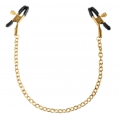 Чёрные с золотом зажимы на соски Gold Chain Nipple Clamps - Pipedream - купить с доставкой в Волгодонске