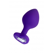 Фиолетовая анальная втулка Diamond Heart с прозрачным кристаллом - 8 см. - ToyFa - купить с доставкой в Волгодонске