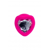 Розовая анальная втулка Diamond Heart с прозрачным кристаллом - 9,5 см. - ToyFa - купить с доставкой в Волгодонске