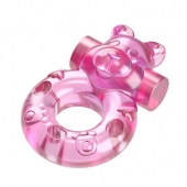 Розовое эрекционное виброкольцо на пенис Pink Bear - Baile - в Волгодонске купить с доставкой