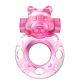 Розовое эрекционное виброкольцо на пенис Pink Bear - Baile - в Волгодонске купить с доставкой