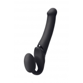 Черный безремневой вибрострапон Silicone Bendable Strap-On M - Strap-on-me - купить с доставкой в Волгодонске