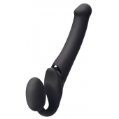 Черный безремневой вибрострапон Silicone Bendable Strap-On M - Strap-on-me - купить с доставкой в Волгодонске