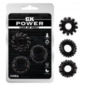 Набор из 3 черных эрекционных колец Gear Up Rings - Chisa - в Волгодонске купить с доставкой