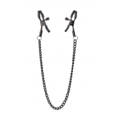 Черные зажимы на соски на цепочке BLAZE DELUXE NIPPLE CLAMPS - Dream Toys - купить с доставкой в Волгодонске