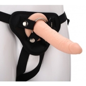 Телесный страпон на черных трусиках STRAP ON REAL DILDO - 20 см. - Dream Toys - купить с доставкой в Волгодонске