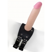 Черный узкий пояс на бедро с телесной насадкой - LOVETOY (А-Полимер) - купить с доставкой в Волгодонске