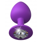 Фиолетовая анальная пробка со стразом Her Little Gem Large Plug - 9,5 см. - Pipedream - купить с доставкой в Волгодонске