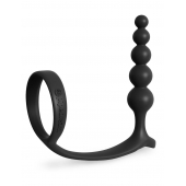 Черная анальная цепочка с эрекционным кольцом Ass-gasm Cockring Anal Beads - Pipedream - в Волгодонске купить с доставкой