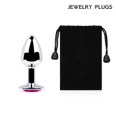 Серебристая анальная пробка с малиновым кристаллом - 7,2 см. - Anal Jewelry Plug - купить с доставкой в Волгодонске