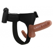 Страпон с вагинальной пробкой и вибрацией Ultra Passionate Harness - 16 см. - Baile - купить с доставкой в Волгодонске