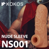 Телесная открытая насадка-реалистик с подхватом мошонки Nude Sleeve M - 12 см. - KOKOS - в Волгодонске купить с доставкой