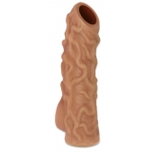 Телесная насадка с венками и открытой головкой Nude Sleeve M - 12 см. - KOKOS - в Волгодонске купить с доставкой