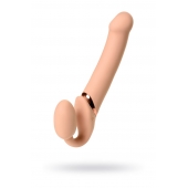 Телесный безремневой вибрострапон Vibrating Bendable Strap-On L - Strap-on-me - купить с доставкой в Волгодонске