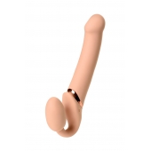 Телесный безремневой вибрострапон Vibrating Bendable Strap-On L - Strap-on-me - купить с доставкой в Волгодонске