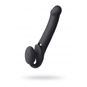 Черный безремневой вибрострапон Vibrating Bendable Strap-On L - Strap-on-me - купить с доставкой в Волгодонске