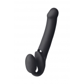 Черный безремневой вибрострапон Vibrating Bendable Strap-On L - Strap-on-me - купить с доставкой в Волгодонске