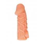 Телесная закрытая насадка с венками Cock Sleeve Size L - 17,6 см. - KOKOS - в Волгодонске купить с доставкой