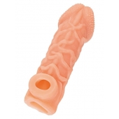Телесная закрытая насадка с венками Cock Sleeve Size L - 17,6 см. - KOKOS - в Волгодонске купить с доставкой
