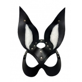 Черная маска зайки с белым мехом на ушках Miss Bunny - БДСМ Арсенал - купить с доставкой в Волгодонске