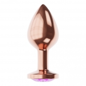 Пробка цвета розового золота с фиолетовым кристаллом Diamond Amethyst Shine S - 7,2 см. - Lola Games - купить с доставкой в Волгодонске