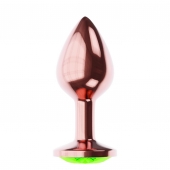 Пробка цвета розового золота с лаймовым кристаллом Diamond Emerald Shine S - 7,2 см. - Lola Games - купить с доставкой в Волгодонске