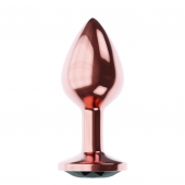 Пробка цвета розового золота с черным кристаллом Diamond Jet Shine L - 8,3 см. - Lola Games - купить с доставкой в Волгодонске
