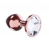 Пробка цвета розового золота с прозрачным кристаллом Diamond Moonstone Shine L - 8,3 см. - Lola Games - купить с доставкой в Волгодонске