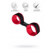 Красно-черные велюровые наручники Anonymo - ToyFa - купить с доставкой в Волгодонске