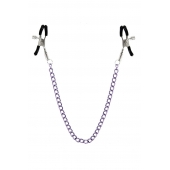 Зажимы для сосков с фиолетовой цепочкой Sweet Caress Nipple Chain - Sweet Caress - купить с доставкой в Волгодонске