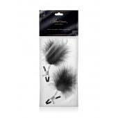 Зажимы на соски с черными пуховыми кисточками Sweet Caress Feather Nipple Clumps - Sweet Caress - купить с доставкой в Волгодонске