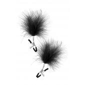 Зажимы на соски с черными пуховыми кисточками Sweet Caress Feather Nipple Clumps - Sweet Caress - купить с доставкой в Волгодонске